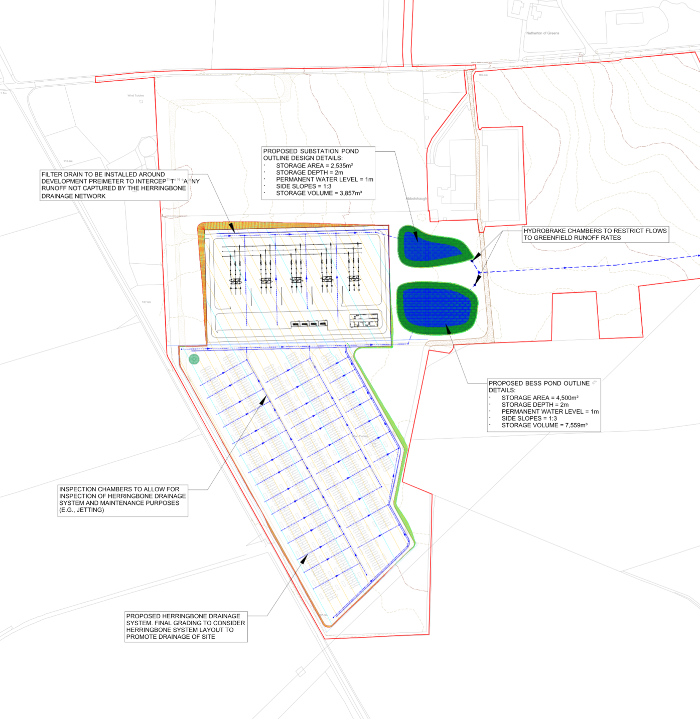 Abbotshaugh BESS Drainage Layout The Proposed Drainage Layout for the Abbotshaugh BESS